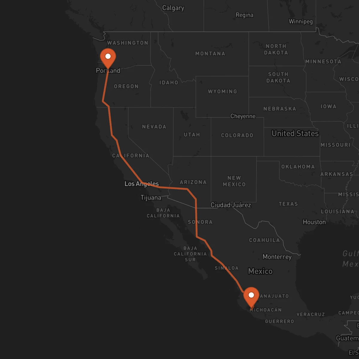 Ruta Portland - Colima