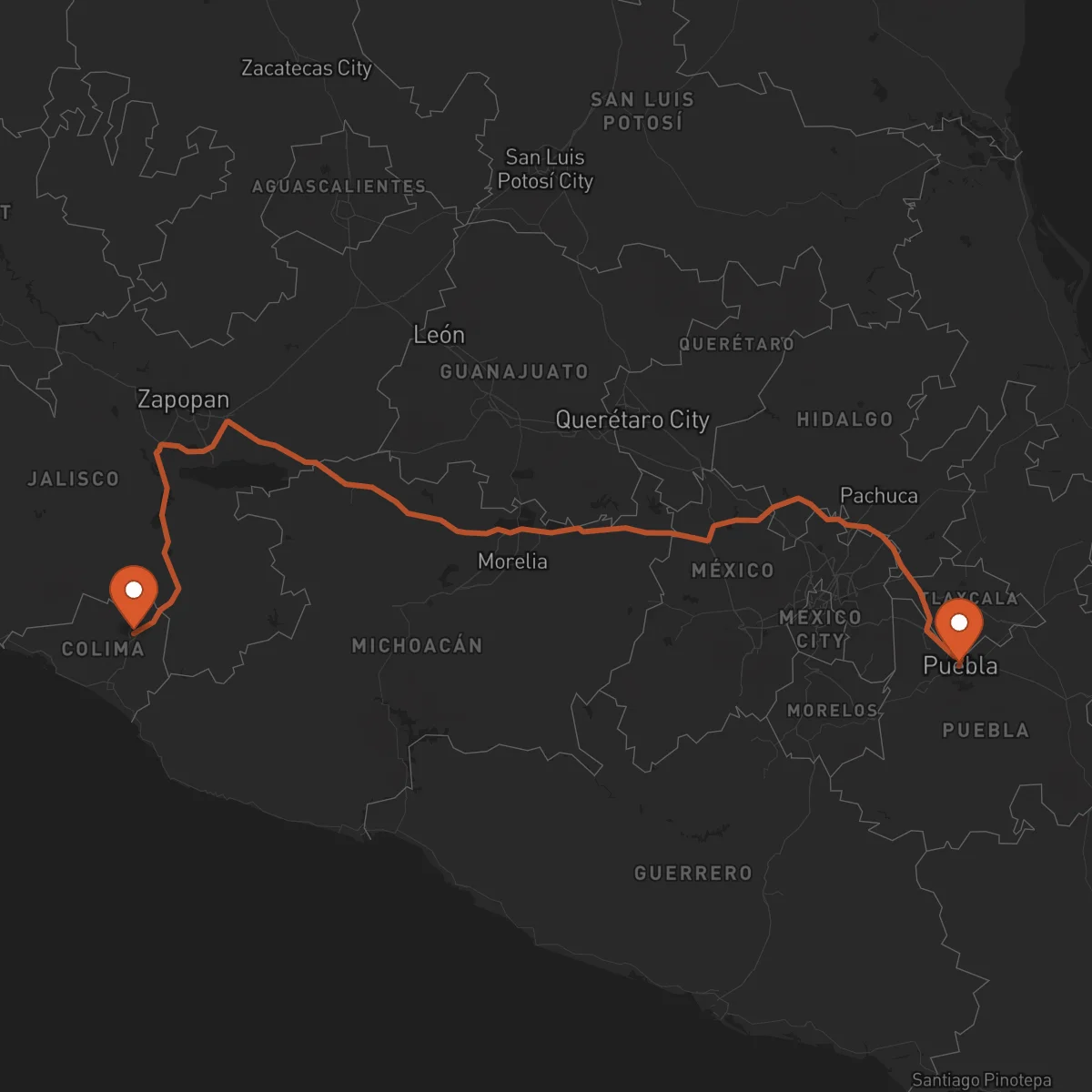 Ruta Puebla de Zaragoza - Colima