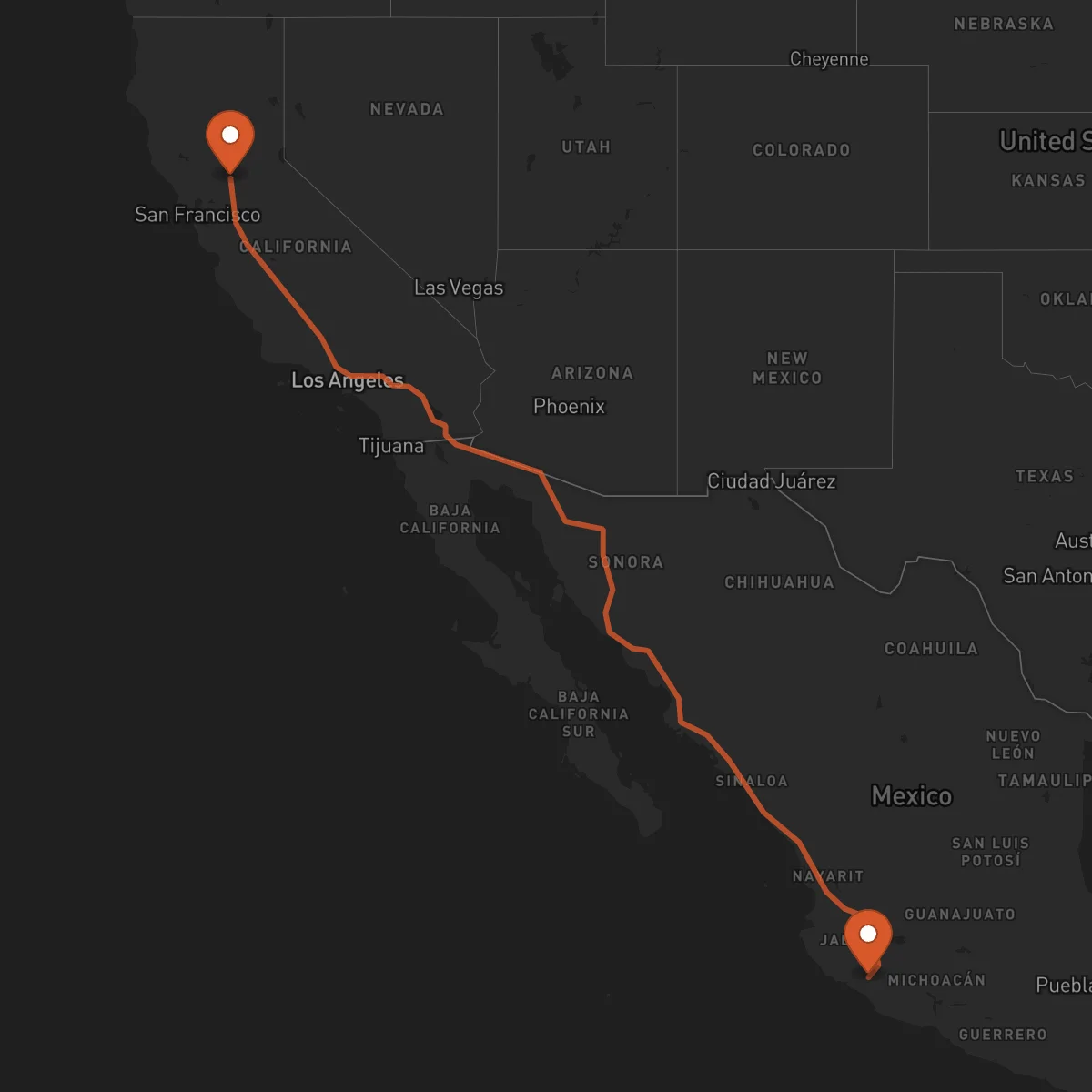 Ruta Sacramento - Colima