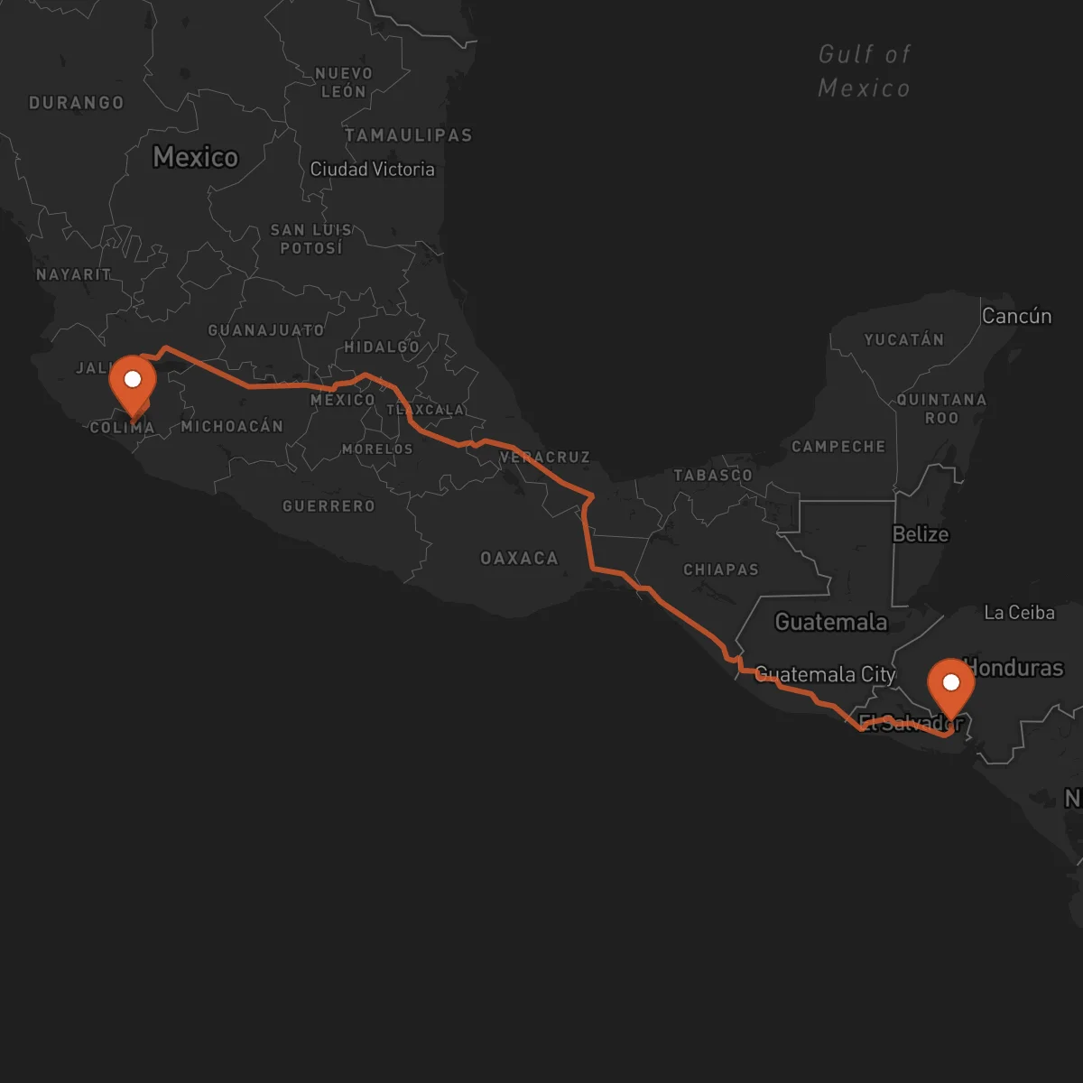 Ruta San Francisco Gotera - Colima