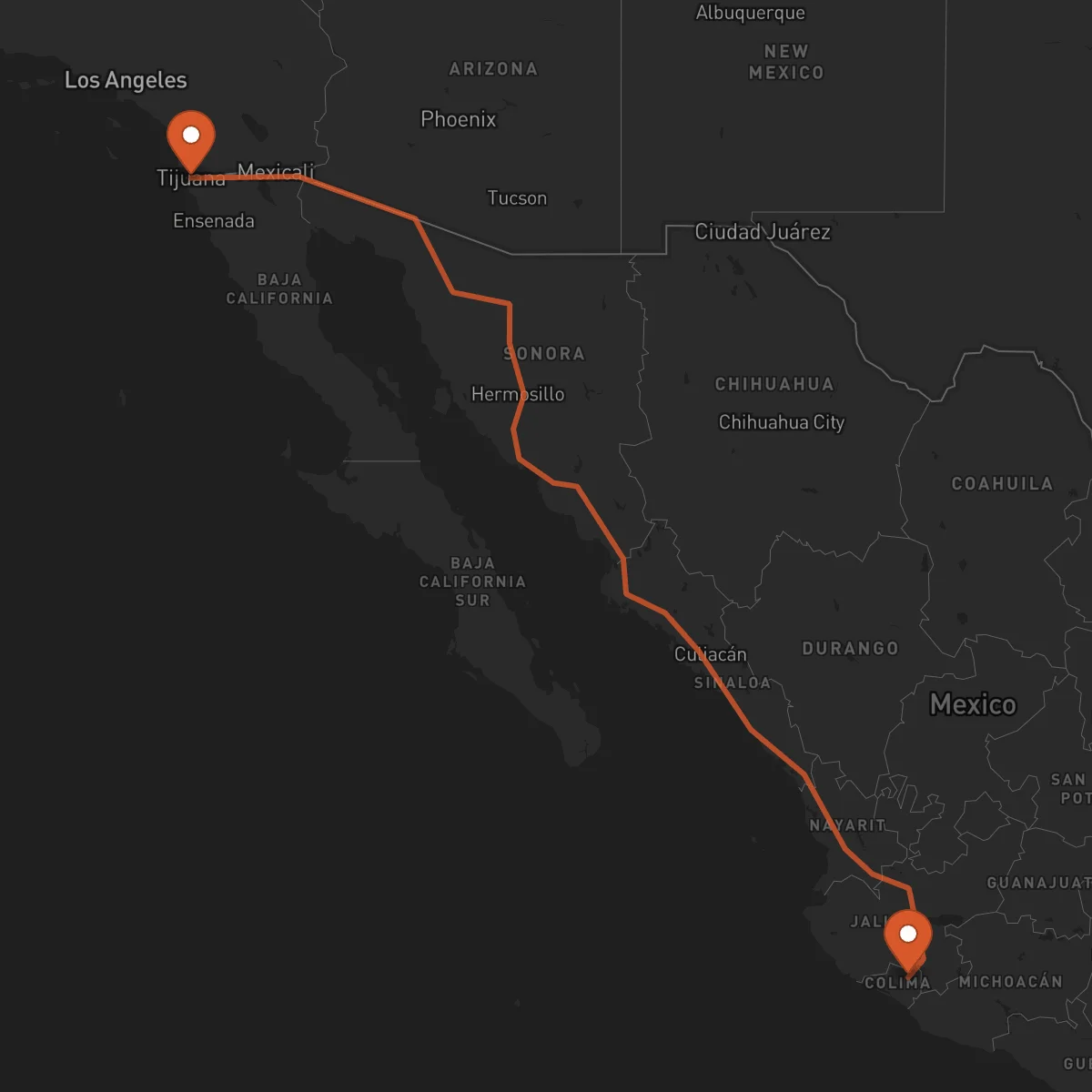 Ruta Colima - Tijuana