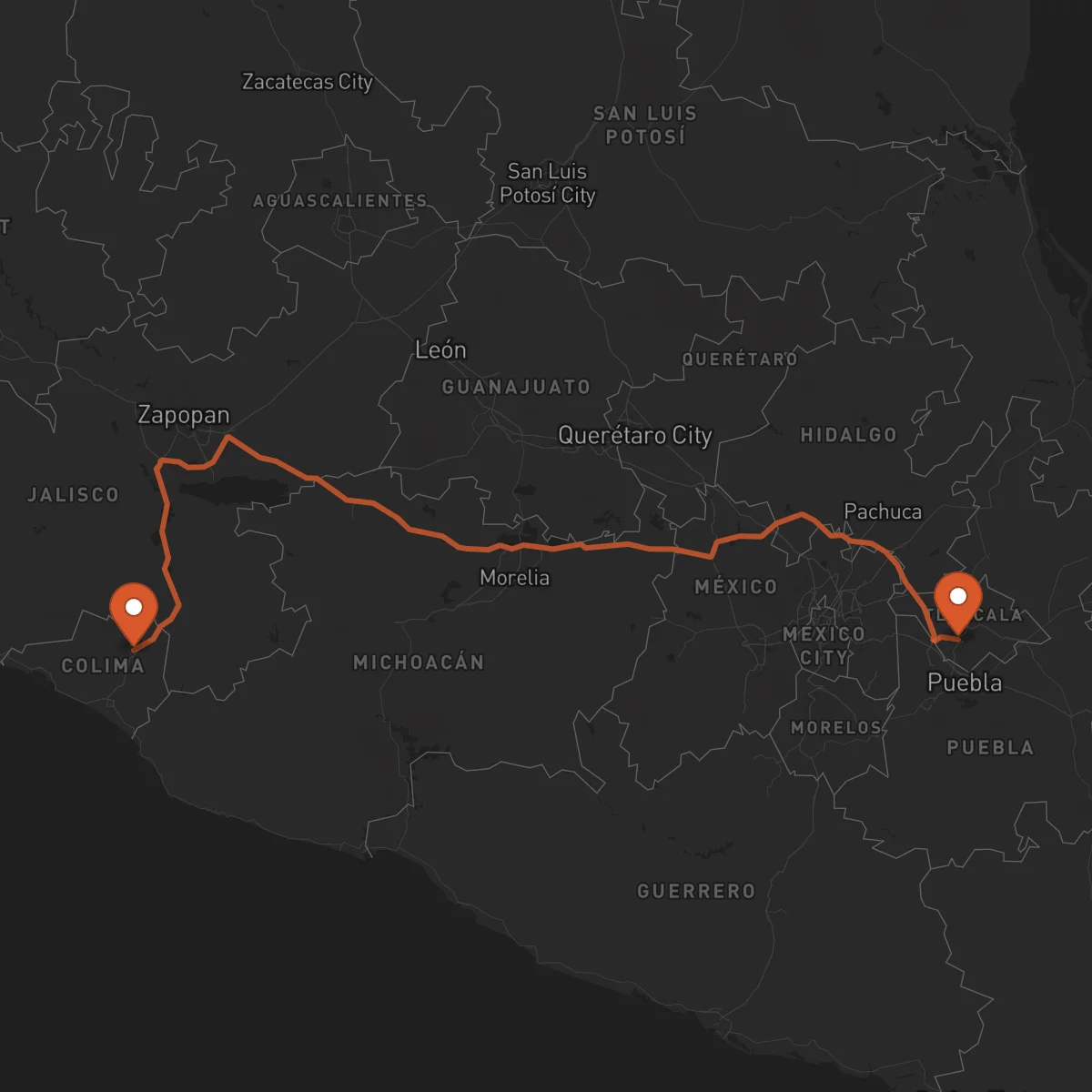 Ruta Tlaxcala - Colima