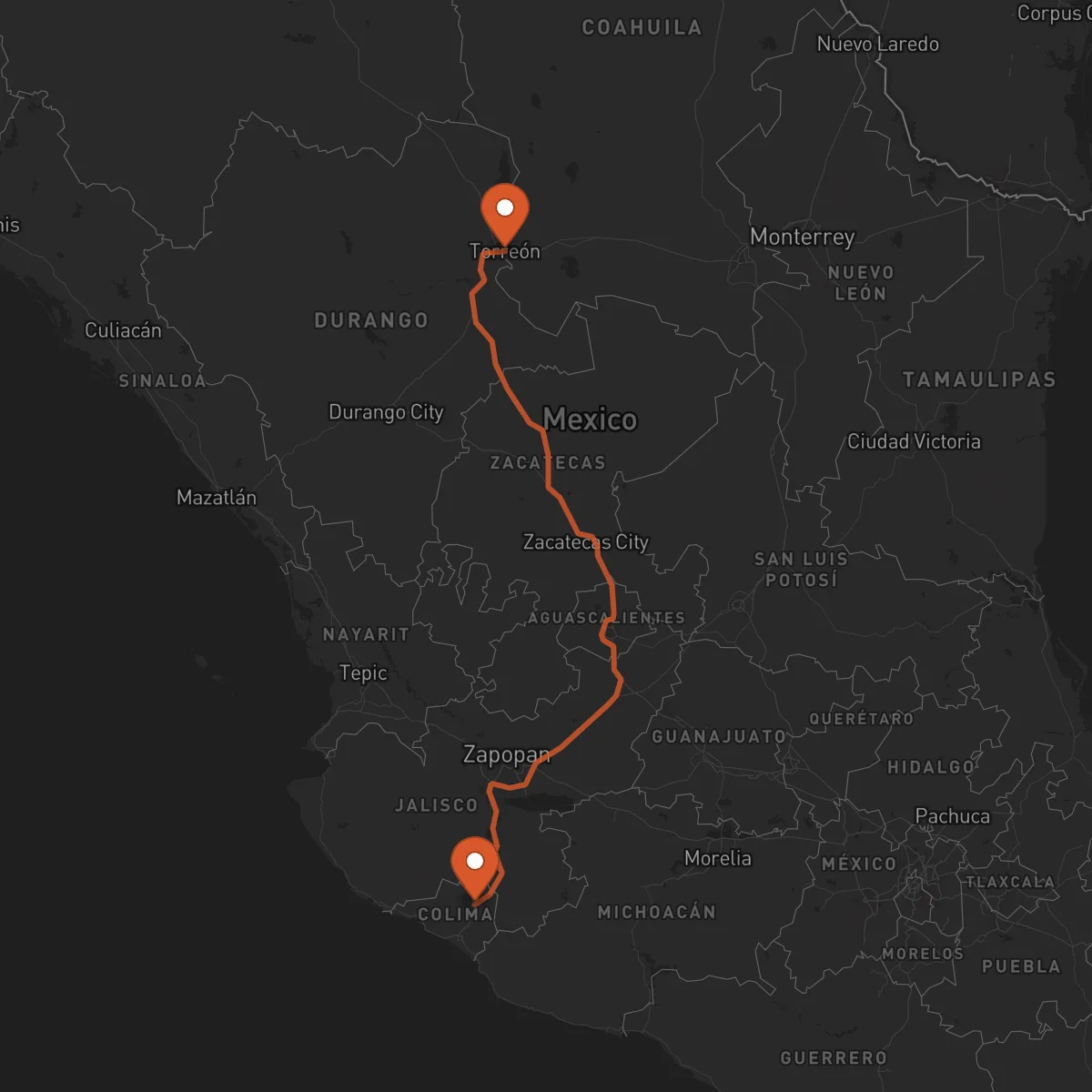 Ruta Colima - Torreón
