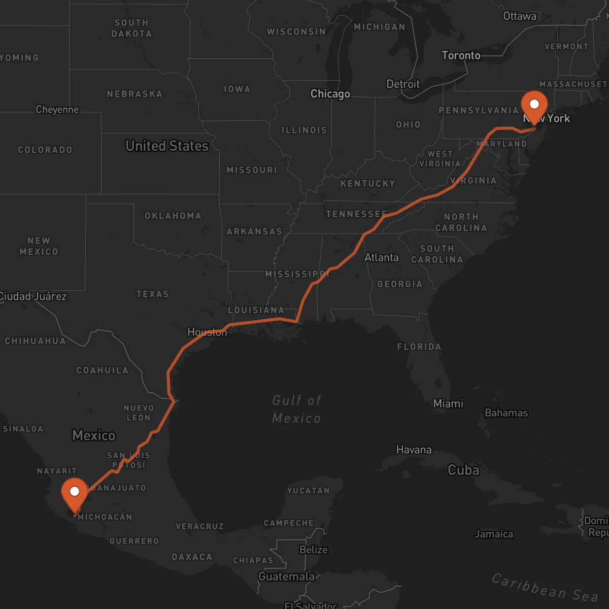 Ruta Trenton - Colima