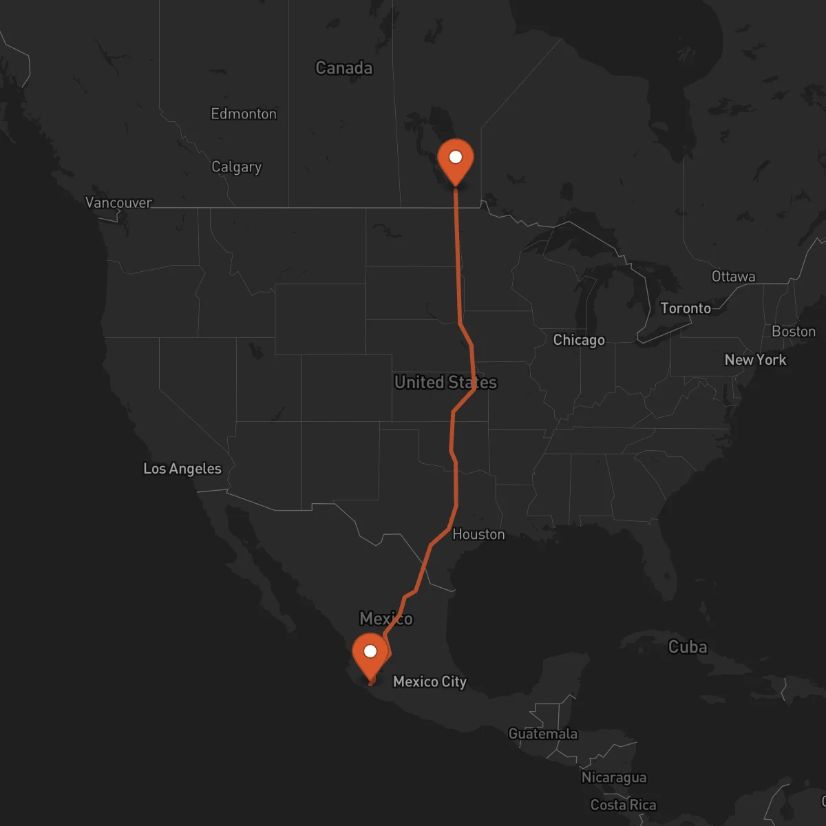 Ruta Winnipeg - Colima