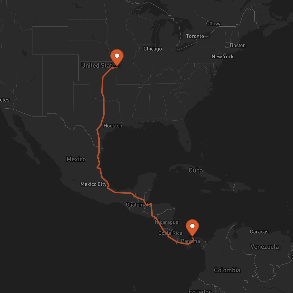 Ruta Kansas City - Colón