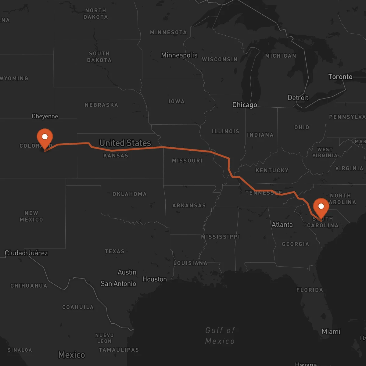 Ruta Columbia - Colorado Springs