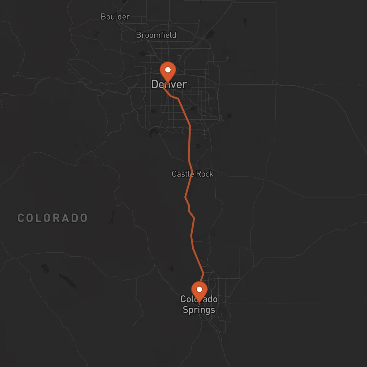 Ruta Colorado Springs - Denver
