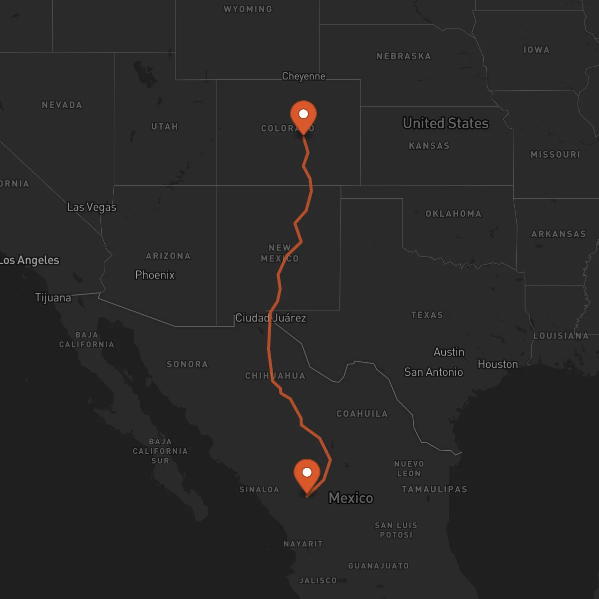 Ruta Colorado Springs - Durango