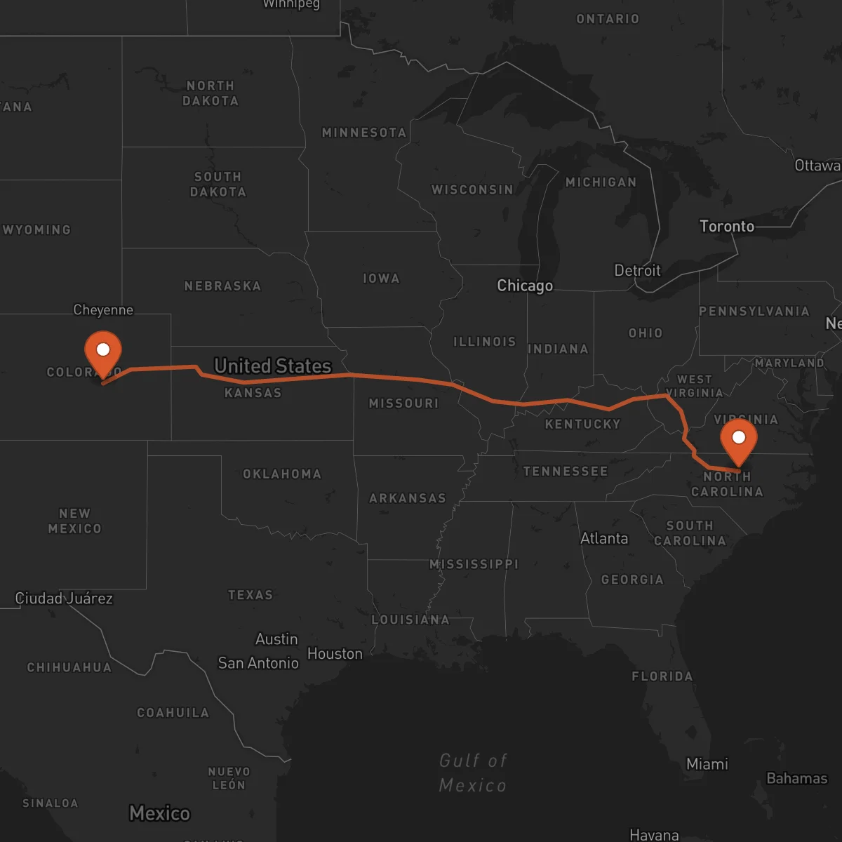 Ruta Colorado Springs - Durham