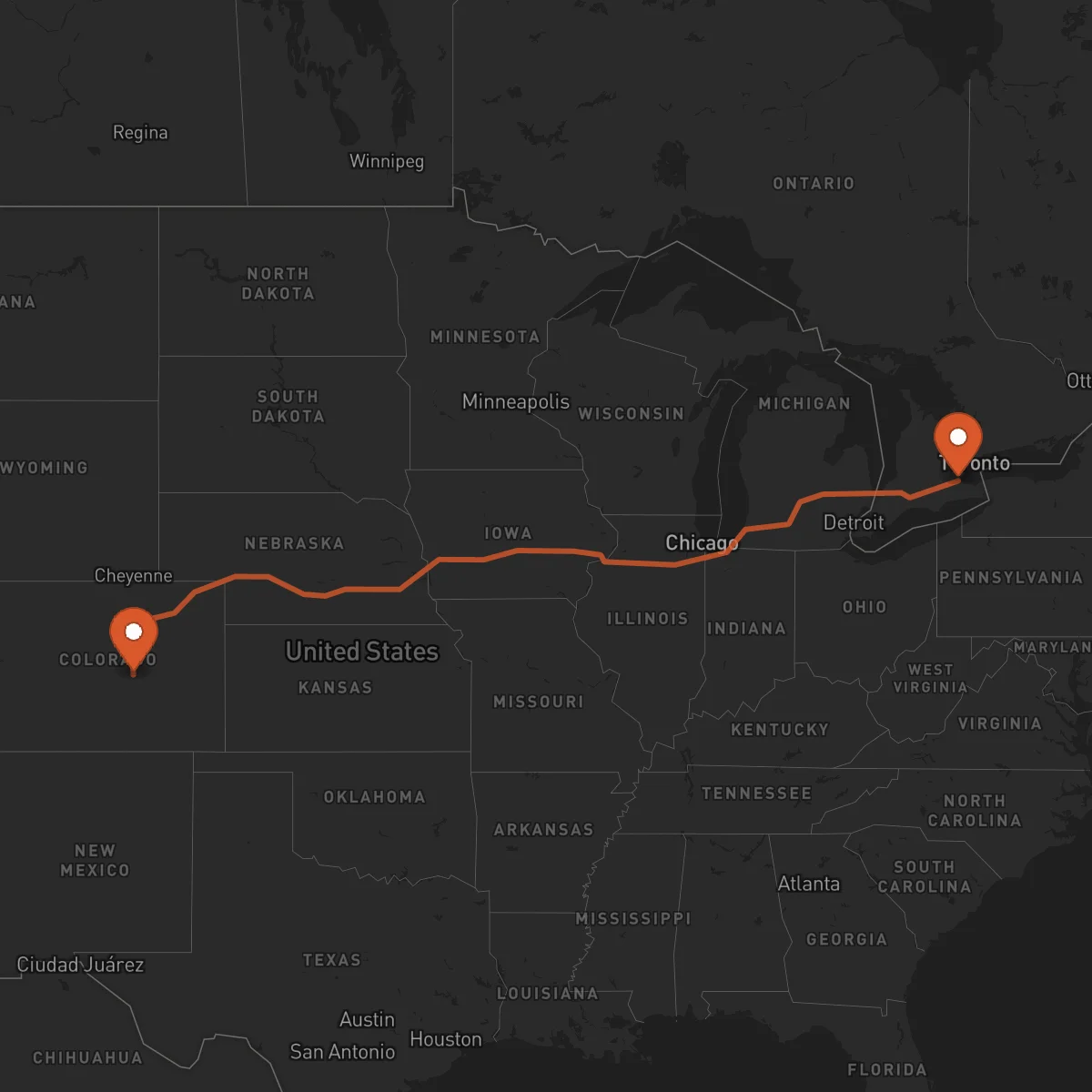 Ruta Colorado Springs - Hamilton