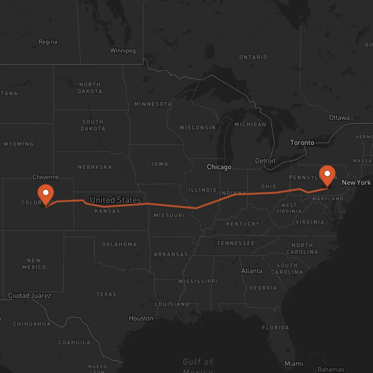 Ruta Colorado Springs - Harrisburg