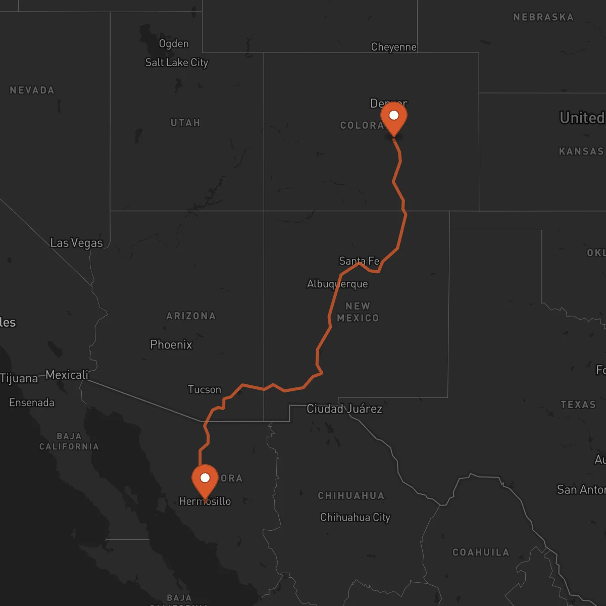 Ruta Hermosillo - Colorado Springs