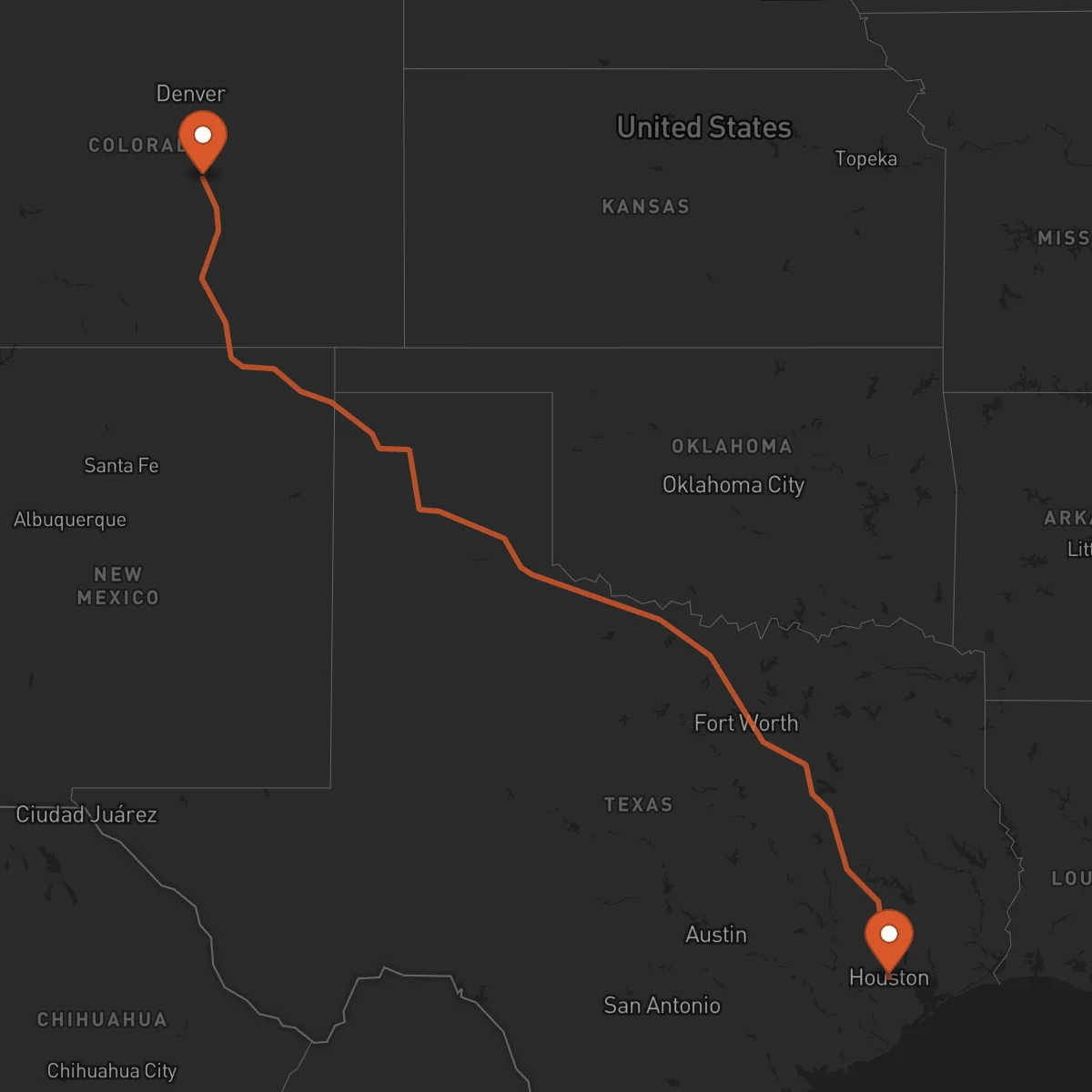 Ruta Houston - Colorado Springs