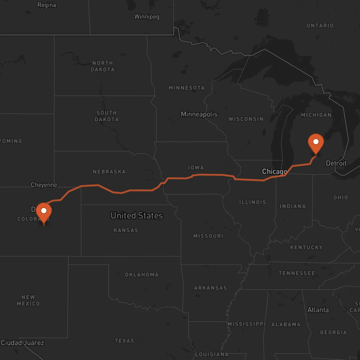 Ruta Colorado Springs - Lansing