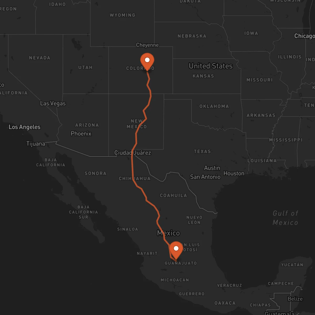 Ruta León Guanajuato - Colorado Springs