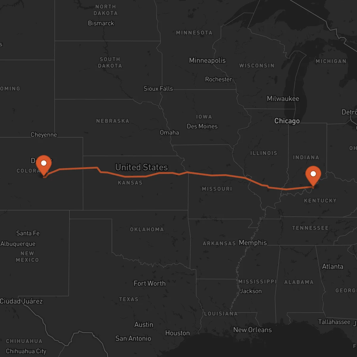 Ruta Colorado Springs - Louisville