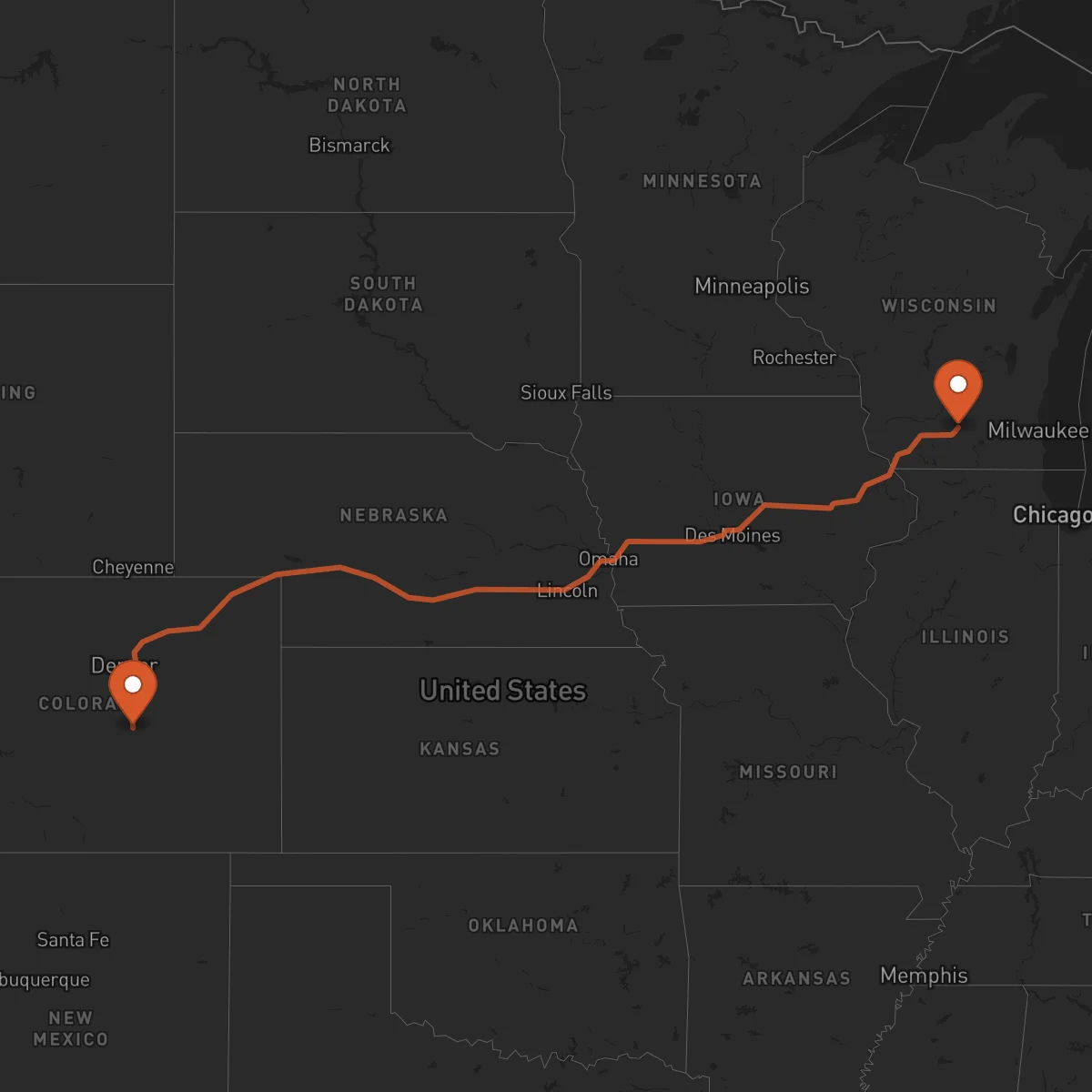 Ruta Colorado Springs - Madison