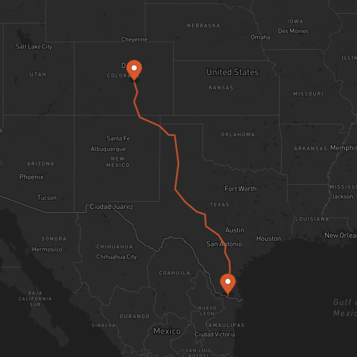 Ruta Colorado Springs - McAllen