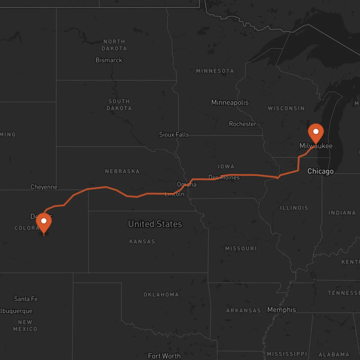 Ruta Colorado Springs - Milwaukee