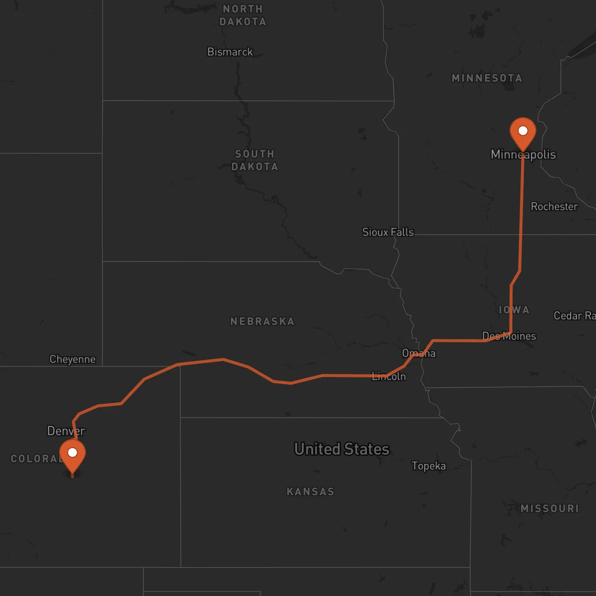Ruta Minneapolis - Colorado Springs