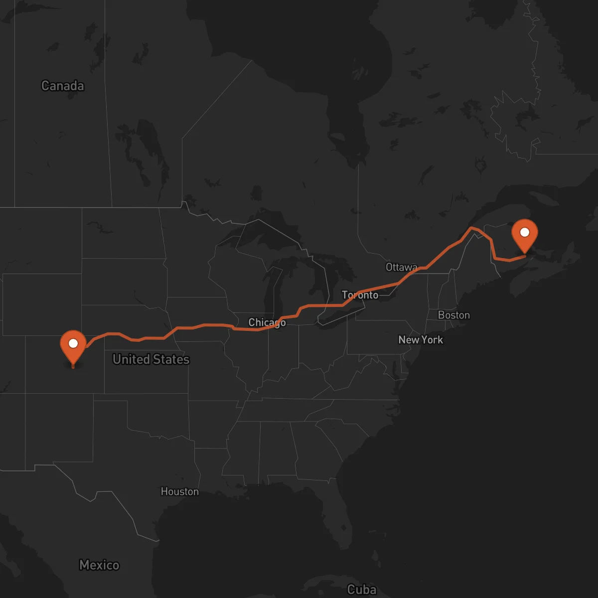 Ruta Colorado Springs - Moncton