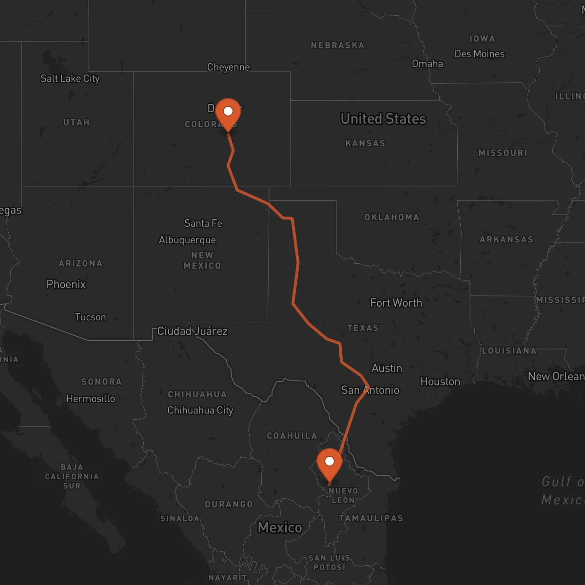 Ruta Monterrey - Colorado Springs