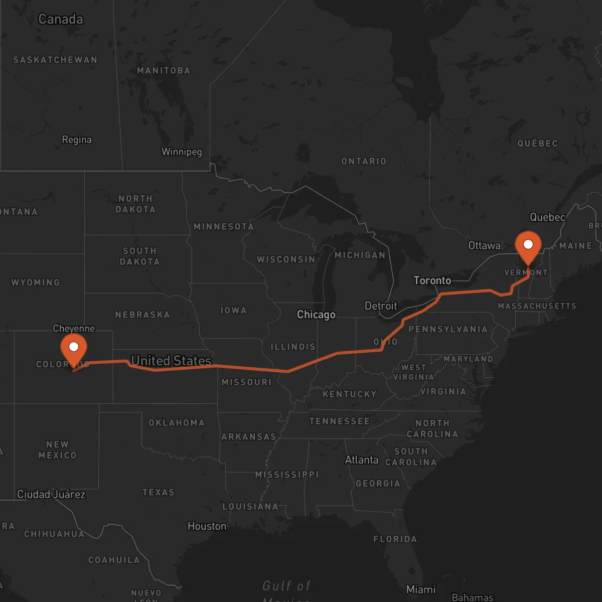 Ruta Colorado Springs - Montpelier
