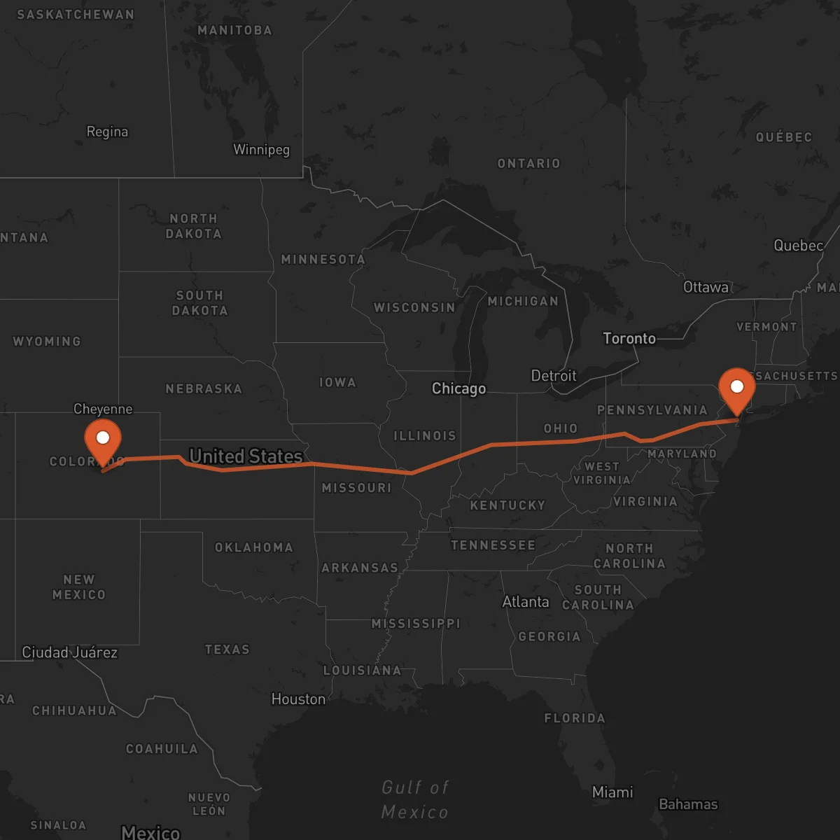 Ruta Colorado Springs - Newark