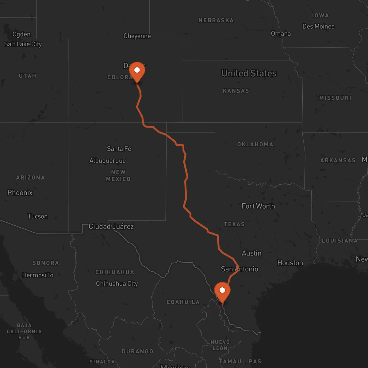 Ruta Colorado Springs - Nuevo Laredo