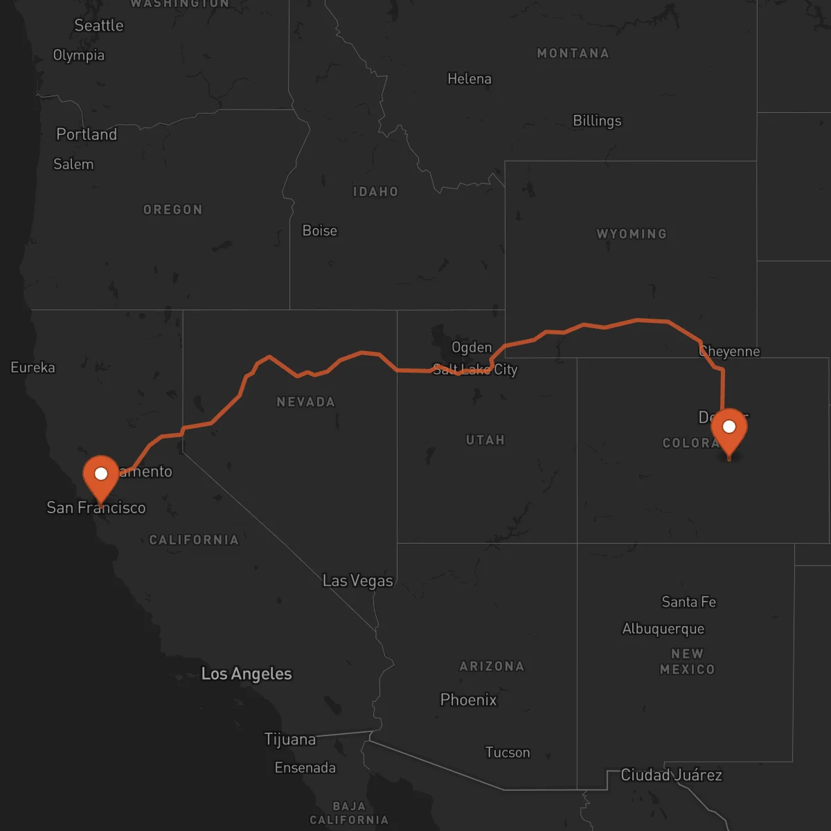 Ruta Oakland - Colorado Springs
