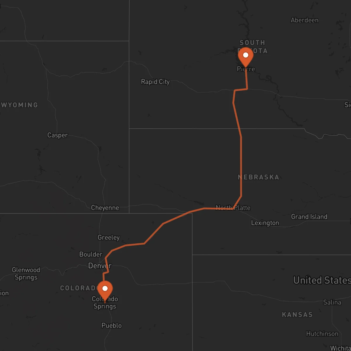 Ruta Colorado Springs - Pierre