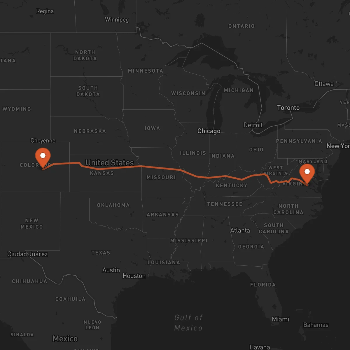 Ruta Colorado Springs - Richmond