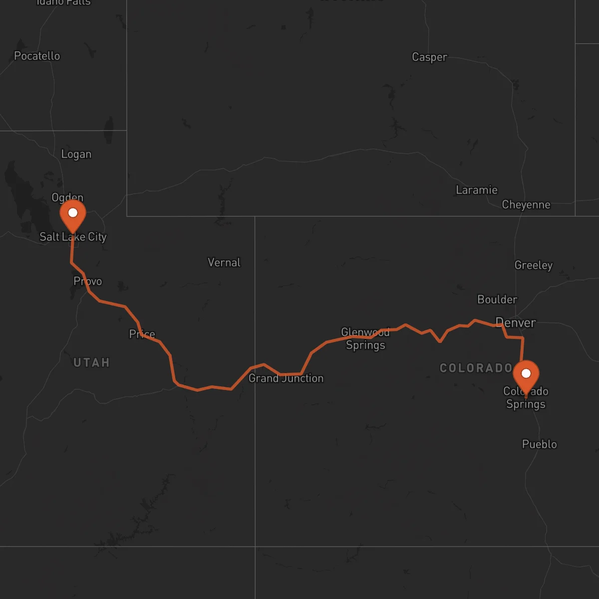 Ruta Salt Lake City - Colorado Springs
