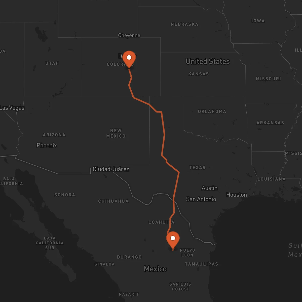 Ruta Saltillo - Colorado Springs