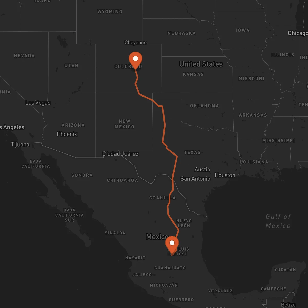 Ruta Colorado Springs - San Luis Potosí
