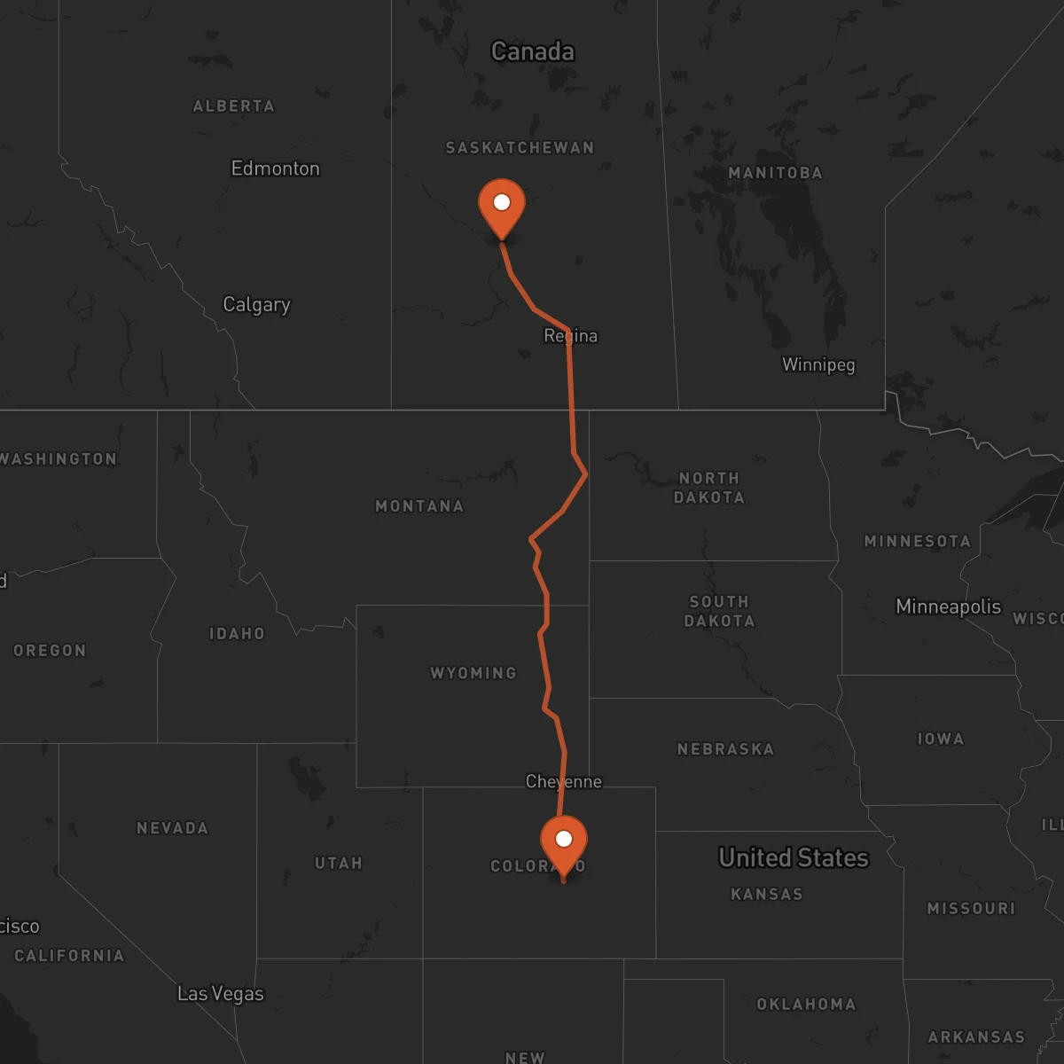 Ruta Saskatoon - Colorado Springs
