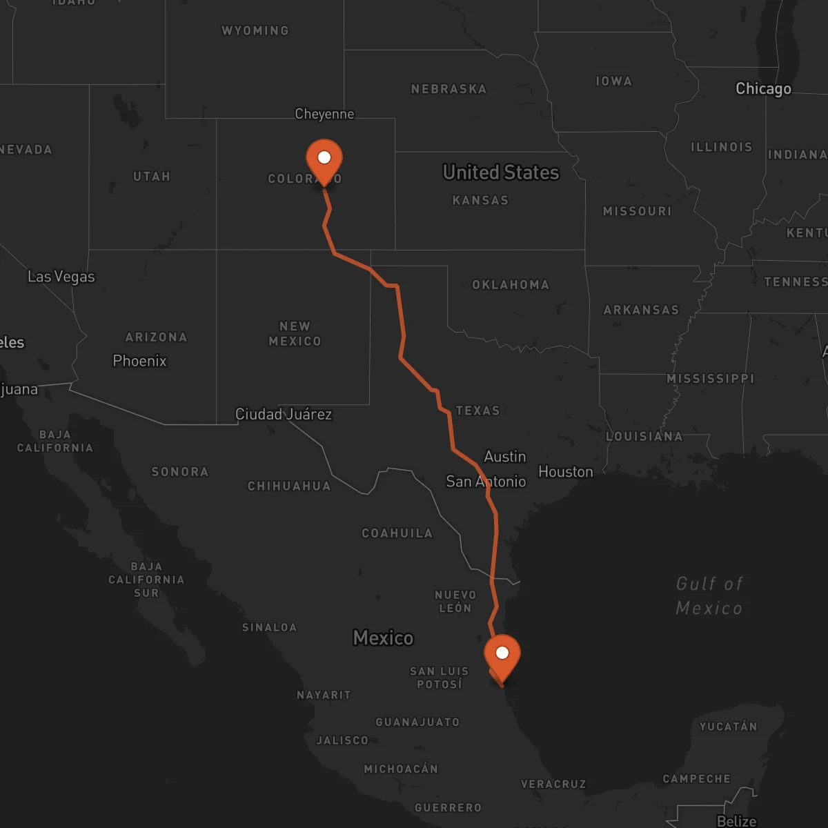 Ruta Tampico - Colorado Springs