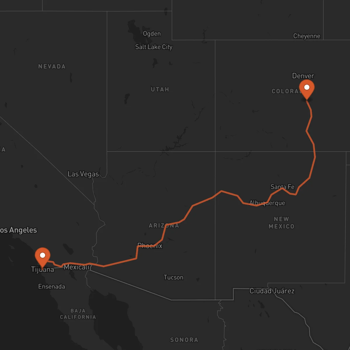 Ruta Colorado Springs - Tijuana