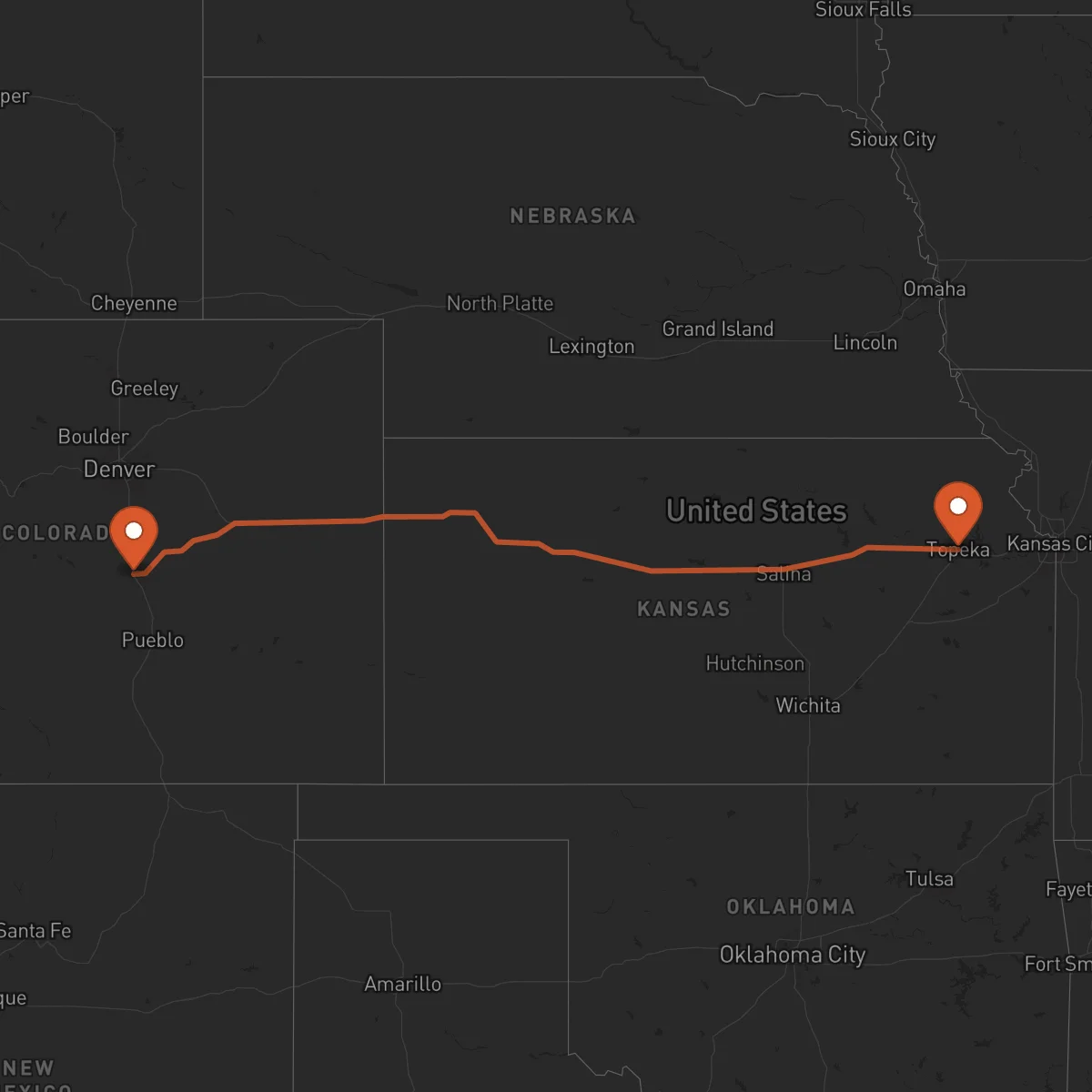 Ruta Colorado Springs - Topeka