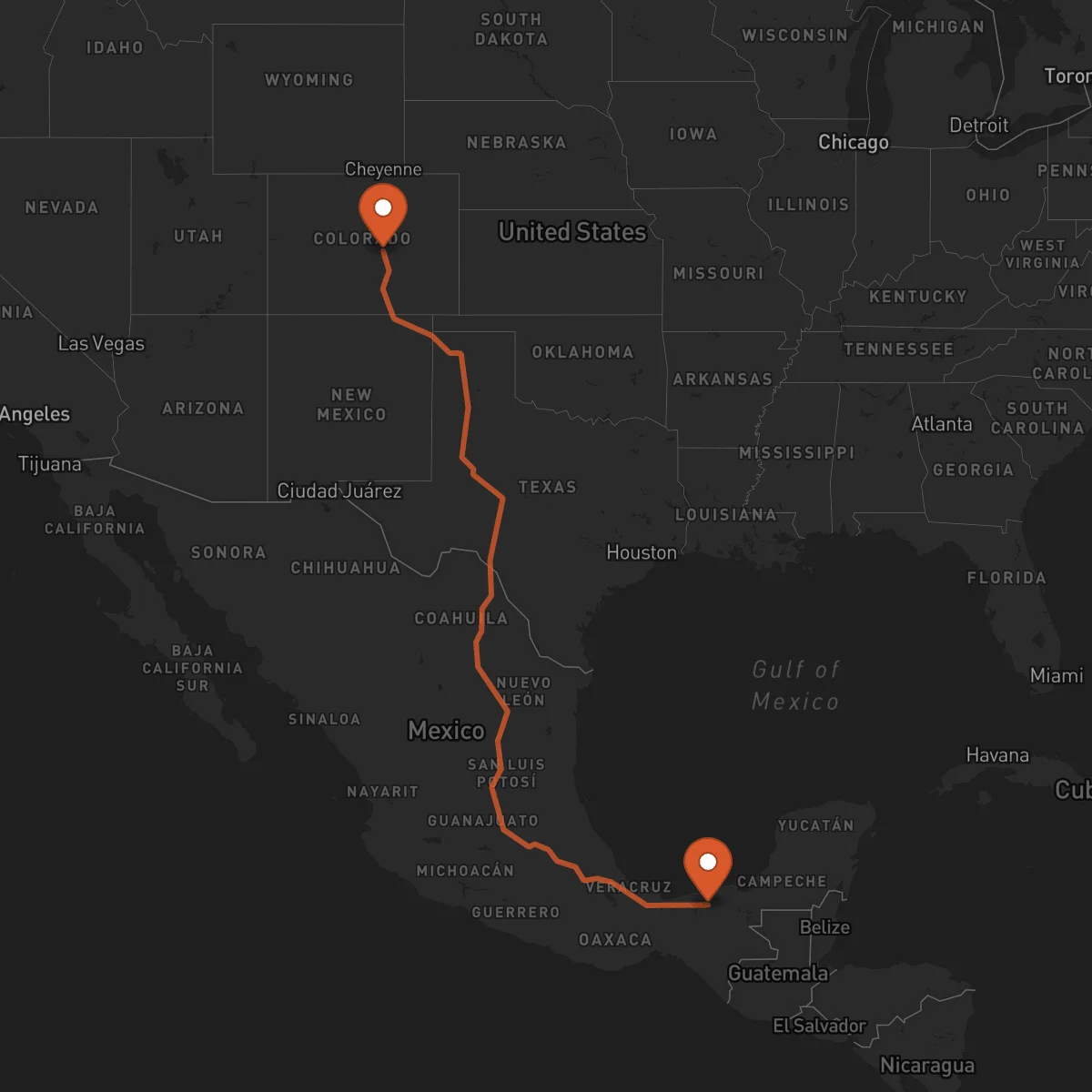 Ruta Villahermosa - Colorado Springs