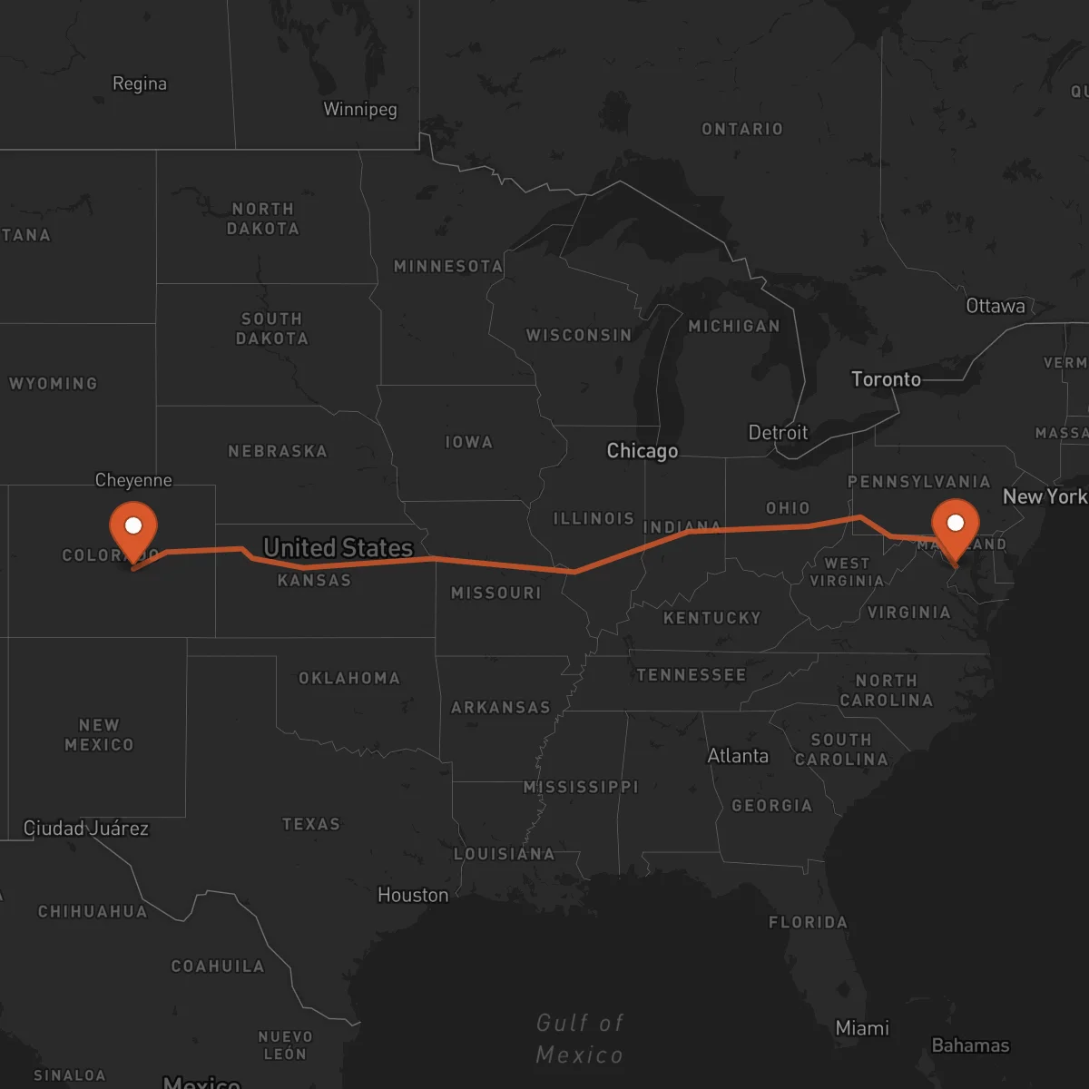 Ruta Washington D.C. - Colorado Springs