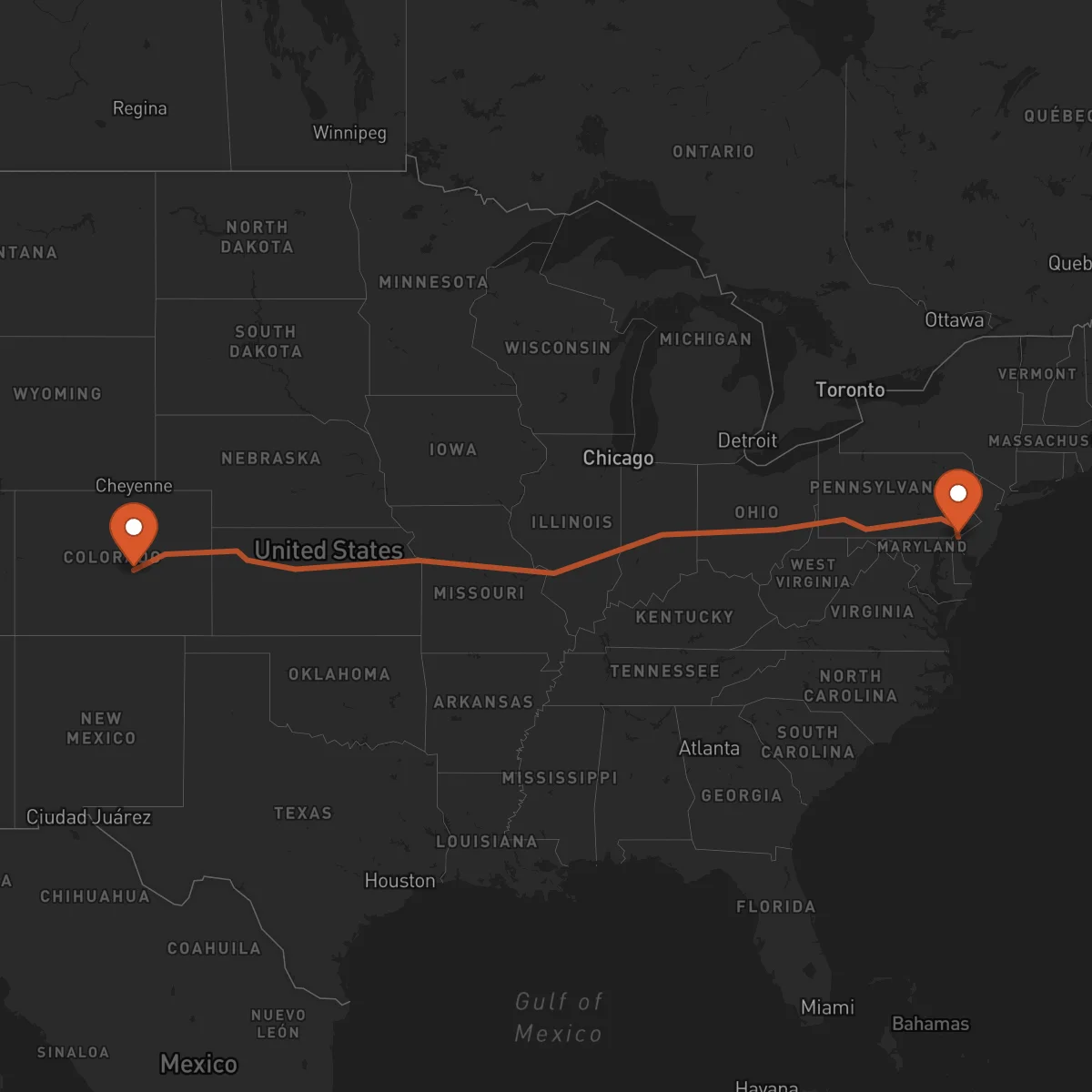 Ruta Colorado Springs - Wilmington