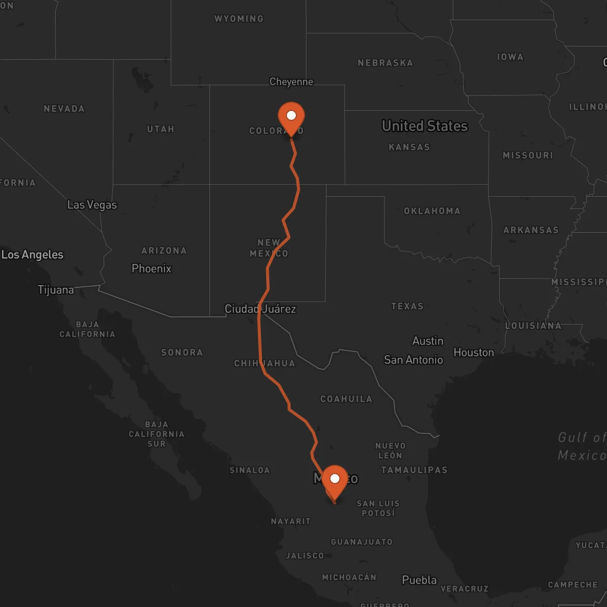 Ruta Zacatecas - Colorado Springs