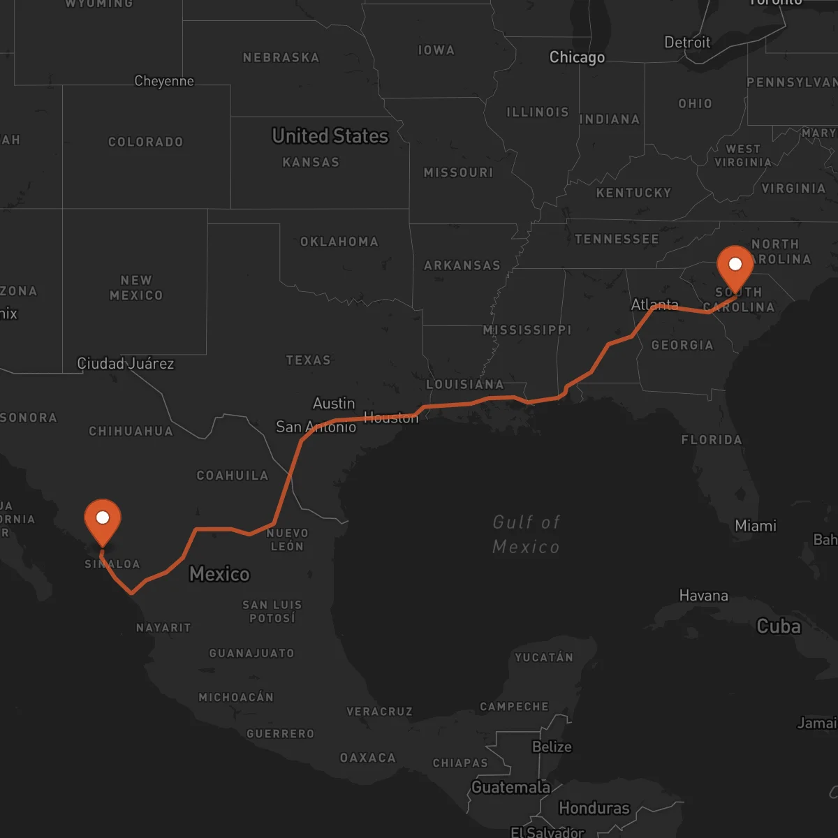 Ruta Culiacán Rosales - Columbia
