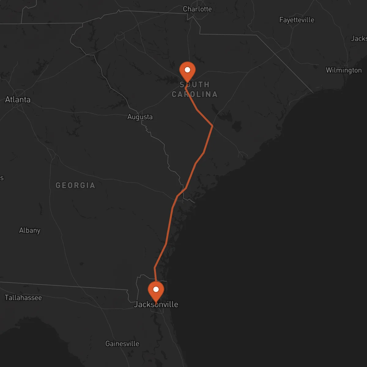 Ruta Jacksonville - Columbia