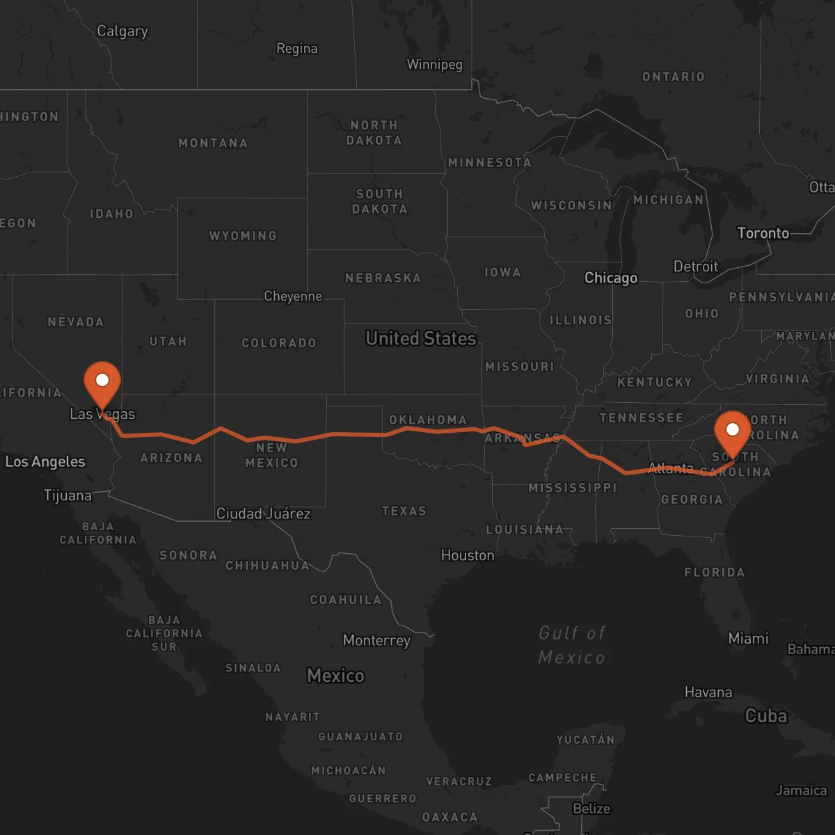 Ruta Columbia - Las Vegas