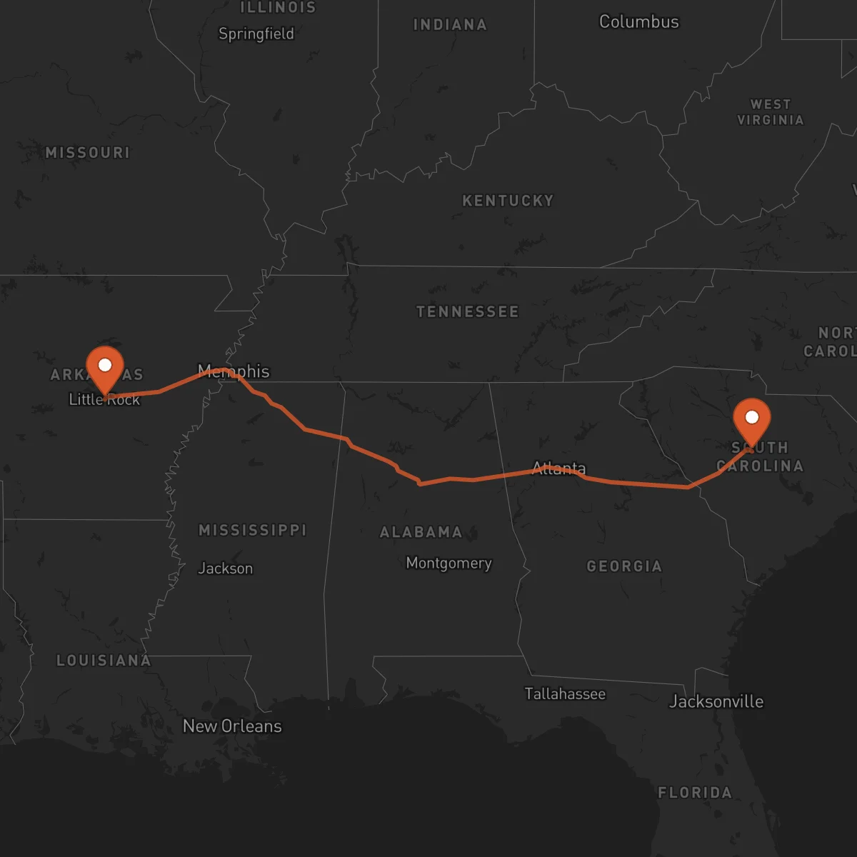 Ruta Little Rock - Columbia