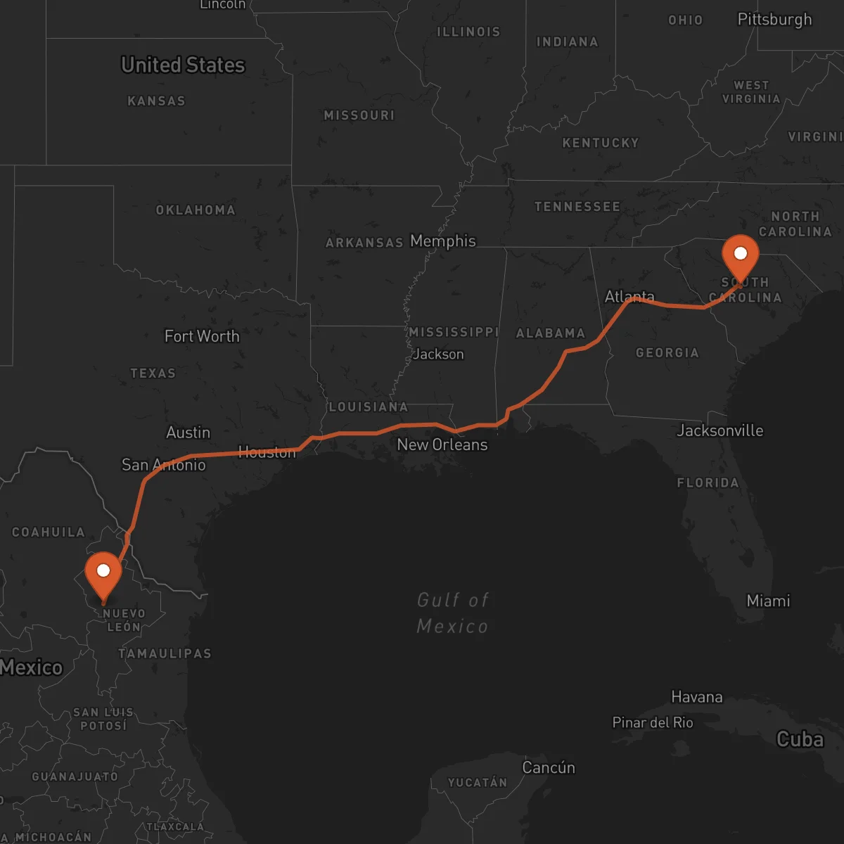 Ruta Monterrey - Columbia