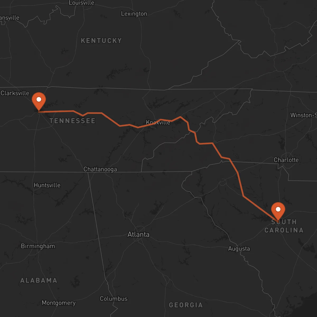 Ruta Nashville - Columbia
